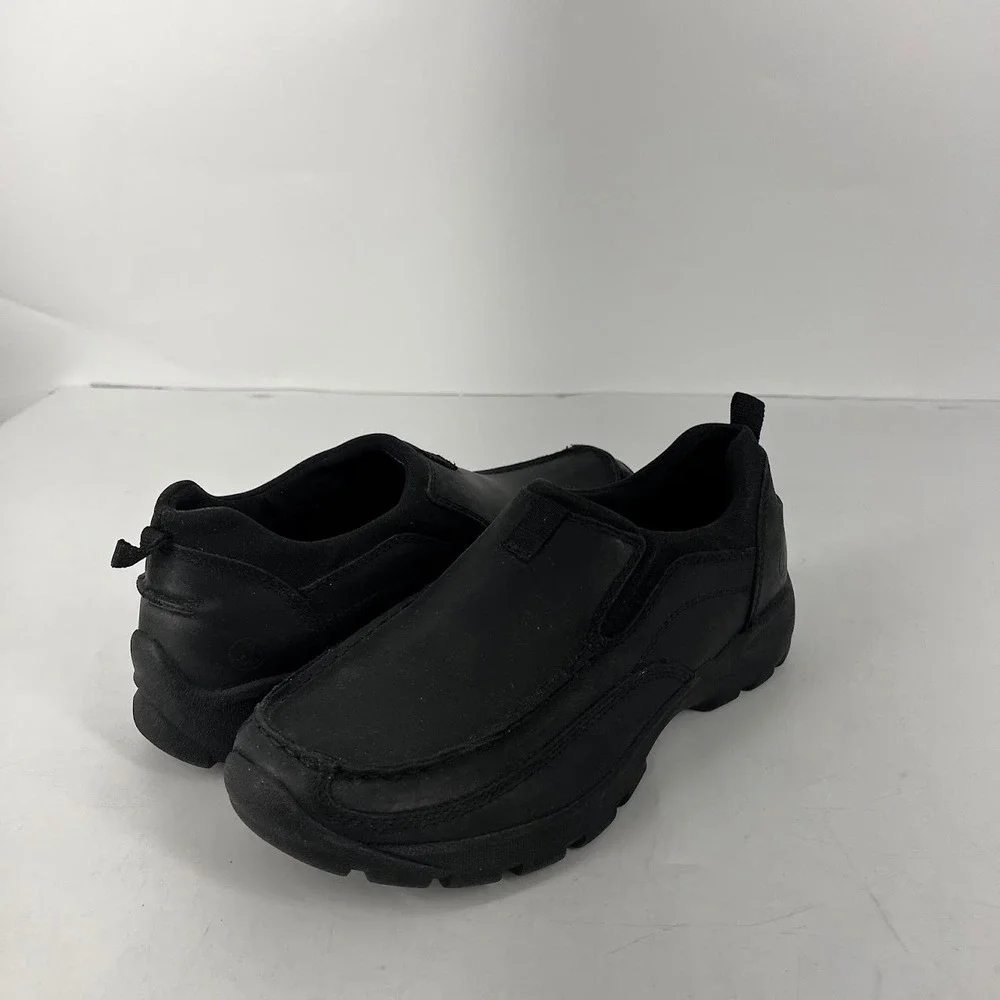 Lands End Mens Black Leather Slip On Loafers Moc Toe Shoes‎ 459059 Size 10D